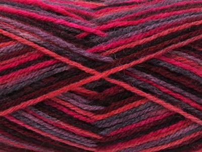 Lot of 4 x 100gr Skeins Ice Yarns WOOL VARICOLOR LIGHT (25% Wool) Yarn Purple Shades Fuchsia Salmon Grey