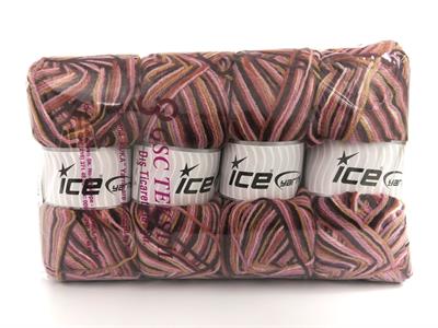 Lot of 4 x 100gr Skeins Ice Yarns WOOL VARICOLOR LIGHT (25% Wool) Yarn Pink Shades Maroon Camel