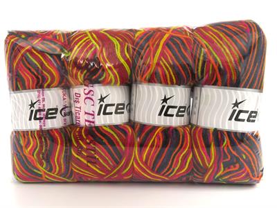 4x100gr. WOOL VARICOLOR LIGHT Yün, Akrilik Pembe, Siyah, Turuncu, Sarı, Gri, Altın Kışlık, Yün, Batik Desenli, Akrilik