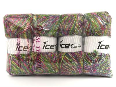 4x100gr. WOOL VARICOLOR LIGHT Yün, Akrilik Pembe, Mor, Yeşil Tonları Kışlık, Yün, Batik Desenli, Akrilik