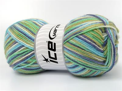 4x100gr. WOOL VARICOLOR LIGHT Yün, Akrilik Mor, Krem, Turkuaz, Deve Tüyü, Yeşil Tonları Kışlık, Yün, Batik Desenli, Akrilik