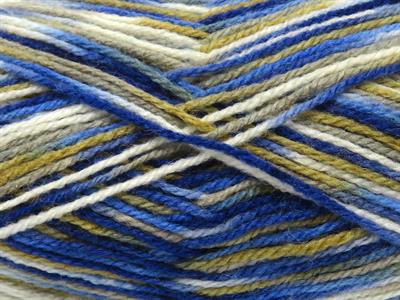 4x100gr. WOOL VARICOLOR LIGHT Yün, Akrilik Beyaz, Mavi Tonları Kışlık, Yün, Batik Desenli, Akrilik