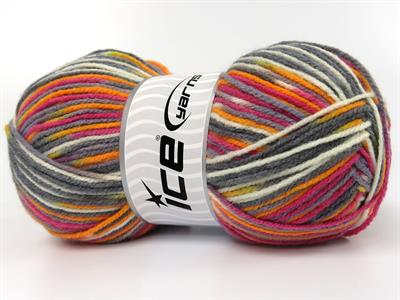 4x100gr. WOOL VARICOLOR LIGHT Yün, Akrilik Beyaz, Turuncu, Gri Kışlık, Yün, Batik Desenli, Akrilik