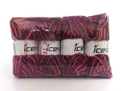 Lot of 4 x 100gr Skeins Ice Yarns WOOL VARICOLOR LIGHT (25% Wool) Yarn Maroon Purple Salmon Burgundy Shades White
