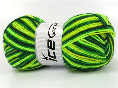 4x100gr. WOOL VARICOLOR LIGHT Yün, Akrilik Sarı, Yeşil Tonları Kışlık, Yün, Batik Desenli, Akrilik