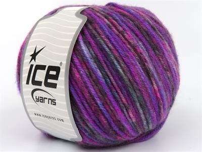 Lot of 4 x 100gr Skeins Ice Yarns WOOL VARICOLOR WORSTED (25% Wool) Yarn Purple Shades Blue Grey Black