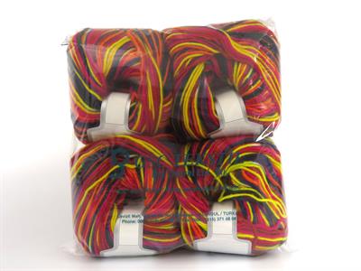 4x100gr. WOOL VARICOLOR WORSTED Yün, Akrilik Siyah, Mor, Kırmızı, Turuncu, Sarı, Gri, Fuşya Kışlık, Yün, Batik Desenli, Worsted, Akrilik