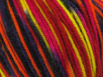 4x100gr. WOOL VARICOLOR WORSTED Yün, Akrilik Siyah, Mor, Kırmızı, Turuncu, Sarı, Gri, Fuşya Kışlık, Yün, Batik Desenli, Worsted, Akrilik