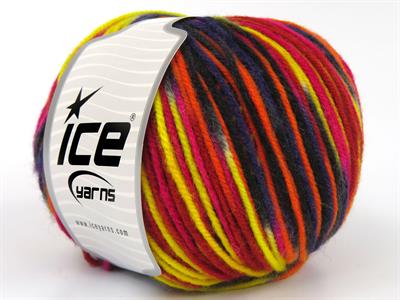 4x100gr. WOOL VARICOLOR WORSTED Yün, Akrilik Siyah, Mor, Kırmızı, Turuncu, Sarı, Gri, Fuşya Kışlık, Yün, Batik Desenli, Worsted, Akrilik