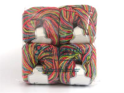 4x100gr. WOOL VARICOLOR WORSTED Yün, Akrilik Kahverengi, Siyah, Neon Renkler Kışlık, Yün, Batik Desenli, Worsted, Akrilik