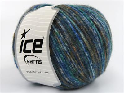 Lot of 4 x 100gr Skeins Ice Yarns WOOL VARICOLOR WORSTED (25% Wool) Yarn Blue Shades Green Brown Gold
