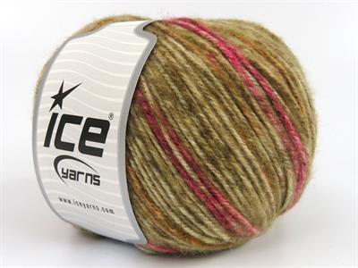Lot of 4 x 100gr Skeins Ice Yarns WOOL VARICOLOR WORSTED (25% Wool) Yarn Brown Shades Fuchsia