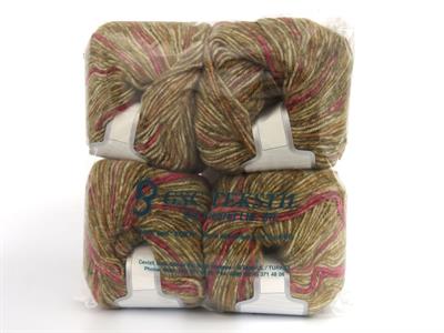 Lot of 4 x 100gr Skeins Ice Yarns WOOL VARICOLOR WORSTED (25% Wool) Yarn Brown Shades Fuchsia