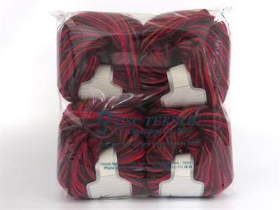 4x100gr. WOOL VARICOLOR WORSTED Yün, Akrilik Bordo, Fuşya, Somon, Mor Tonları Kışlık, Yün, Batik Desenli, Worsted, Akrilik