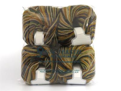 4x100gr. WOOL VARICOLOR WORSTED Yün, Akrilik Yeşil, Altın, Kahverengi Tonları, Maron Kışlık, Yün, Batik Desenli, Worsted, Akrilik