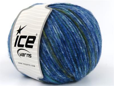 Lot of 4 x 100gr Skeins Ice Yarns WOOL VARICOLOR WORSTED (25% Wool) Yarn Blue Shades Green Shades