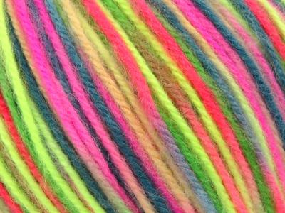 4x100gr. WOOL VARICOLOR WORSTED Yün, Akrilik Neon Renkler Kışlık, Yün, Batik Desenli, Worsted, Akrilik