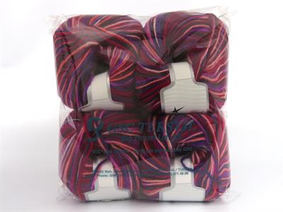 4x100gr. WOOL VARICOLOR WORSTED Yün, Akrilik Pembe tonları, Bordo Tonları, Mor Tonları Kışlık, Yün, Batik Desenli, Worsted, Akrilik