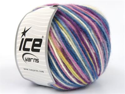 4x100gr. WOOL VARICOLOR WORSTED Yün, Akrilik Pembe, Beyaz, Mor, Sarı, Mavi Tonları Kışlık, Yün, Batik Desenli, Worsted, Akrilik