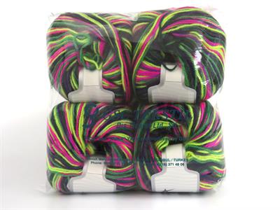 4x100gr. WOOL VARICOLOR WORSTED Yün, Akrilik Mor, Fuşya, Yeşil Tonları Kışlık, Yün, Batik Desenli, Worsted, Akrilik