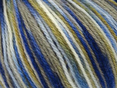 4x100gr. WOOL VARICOLOR WORSTED Yün, Akrilik Beyaz, Mavi Tonları Kışlık, Yün, Batik Desenli, Worsted, Akrilik