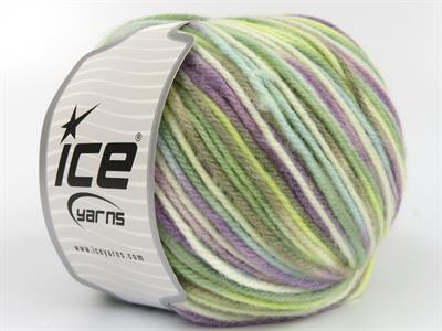 4x100gr. WOOL VARICOLOR WORSTED Yün, Akrilik Beyaz, Leylak, Turkuaz, Sarı, Bej, Nane Yeşil Kışlık, Yün, Batik Desenli, Worsted, Akrilik