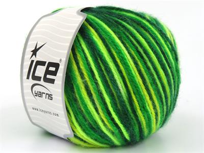 4x100gr. WOOL VARICOLOR WORSTED Yün, Akrilik Sarı, Yeşil Tonları Kışlık, Yün, Batik Desenli, Worsted, Akrilik