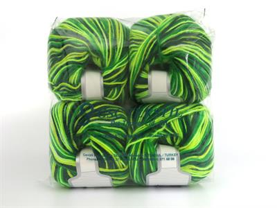 4x100gr. WOOL VARICOLOR WORSTED Yün, Akrilik Sarı, Yeşil Tonları Kışlık, Yün, Batik Desenli, Worsted, Akrilik