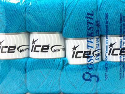 Lot of 4 x 100gr Skeins Ice Yarns ZERDA ALPACA (30% Alpaca 70% Dralon) Yarn Light Blue