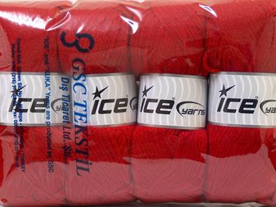 Lot of 4 x 100gr Skeins Ice Yarns ZERDA ALPACA (30% Alpaca 70% Dralon) Yarn Red