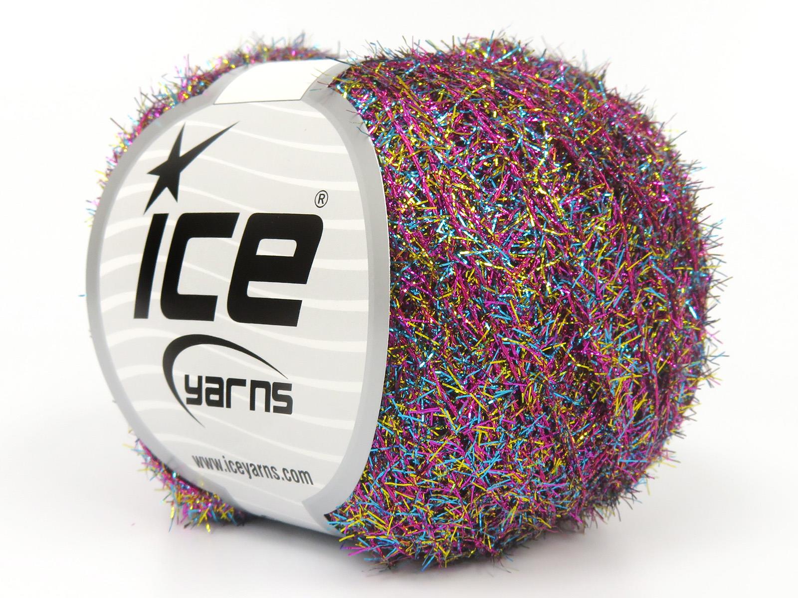 Lot of 8 Skeins Ice Yarns METALLIC GLITZ Yarn Turquoise Pink