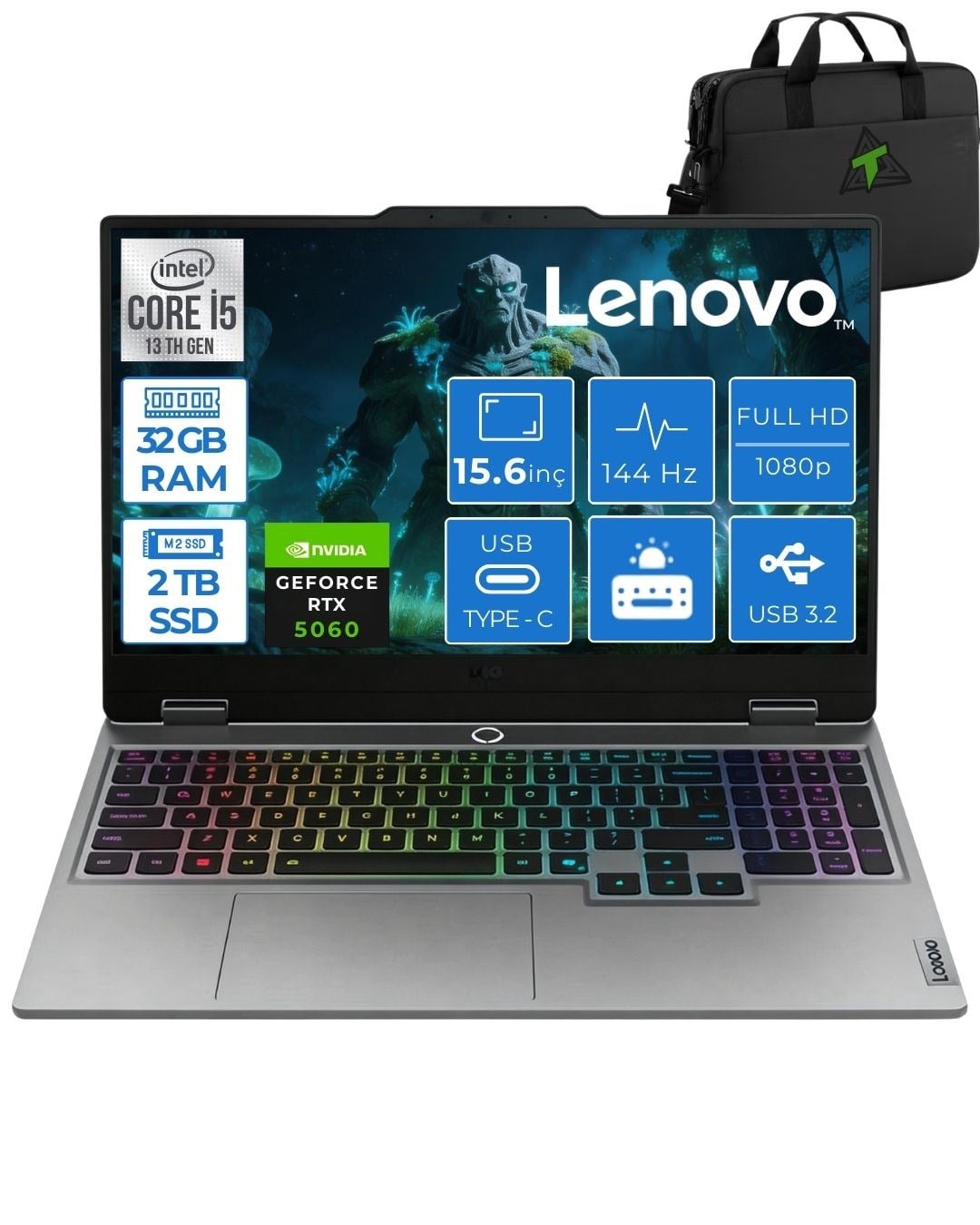 Loq 15IRX10 I5 13450HX 32GB Ddr5 2tb RTX5060 8gb 100W FDOS 15.6
