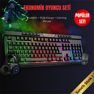 GAMEBOOSTER KULAKLIK+RAMPAGE RAİNBOW KLAVYE+GAMEBOOSTER MOUSE