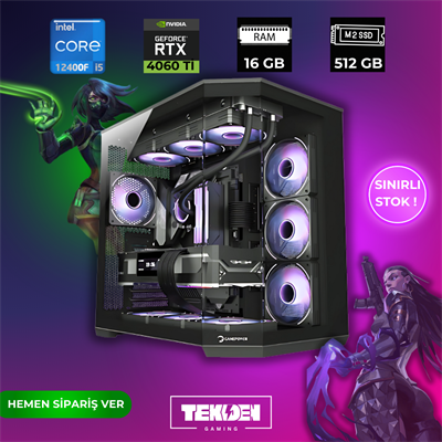 İNTEL İ5-12400F / RTX 4060 Tİ / 16 GB RAM / 512 GB SSD / YÜKSEK FPS GAMİNG BİLGİSAYARI