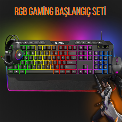 RGB KLAVYE + MOUSE + MOUSEPAD + KULAKLIK /GAMİNG BAŞLANGIÇ SETİ