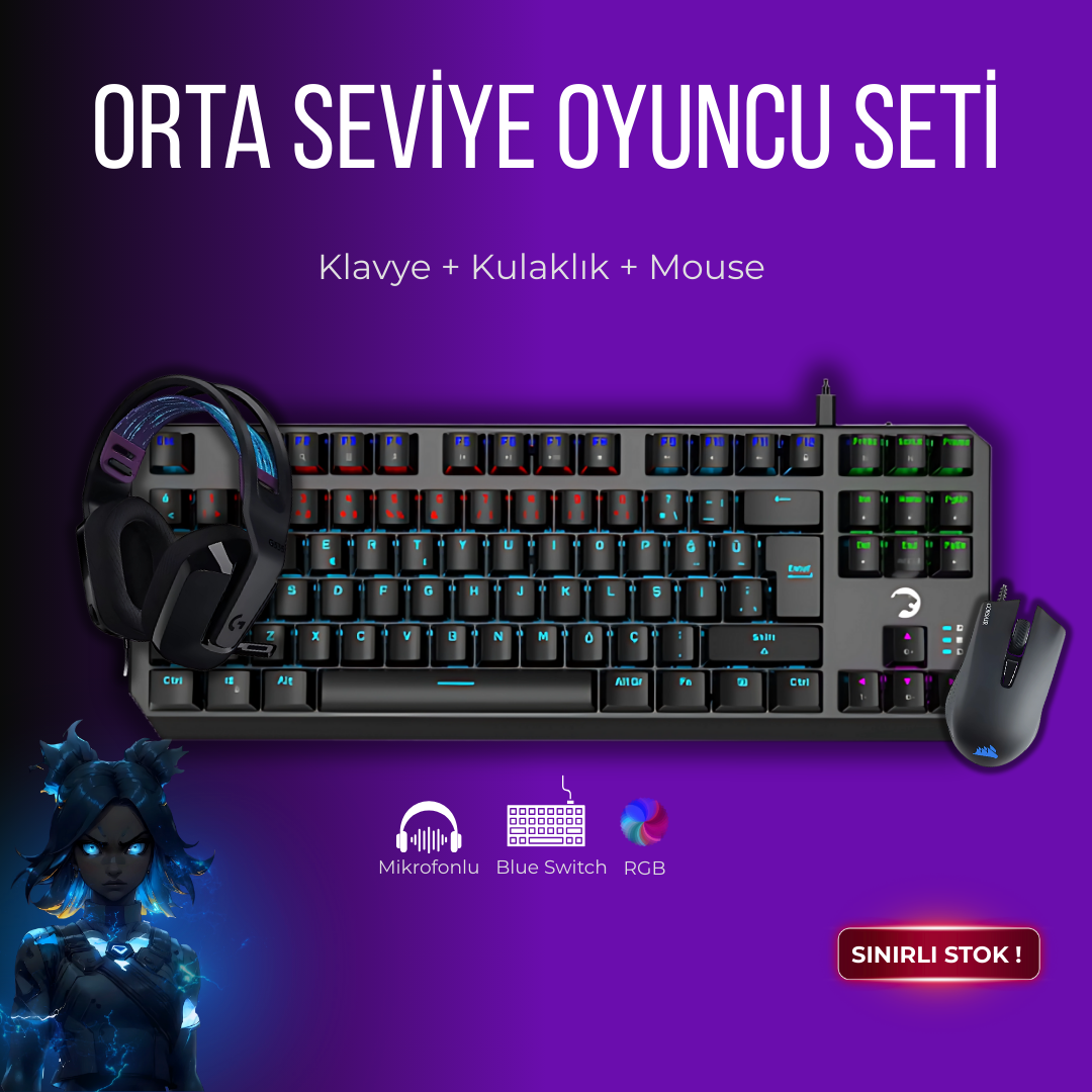LOGİTECH G335 KULAKLIK+GAMEPOWER KLAVYE+CORSAİR MOUSE/OYUNCU SETİ