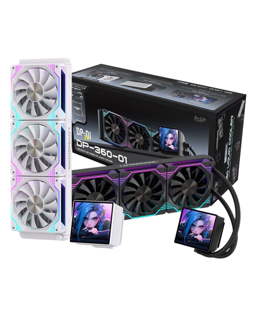 Lovingcool ARGB sıvı Cpu soğutucu 360mm su soğutma PC radyatör ile LCD Video ekranı için AM4 AM5 Intel LGA115X/1200(WHITE)