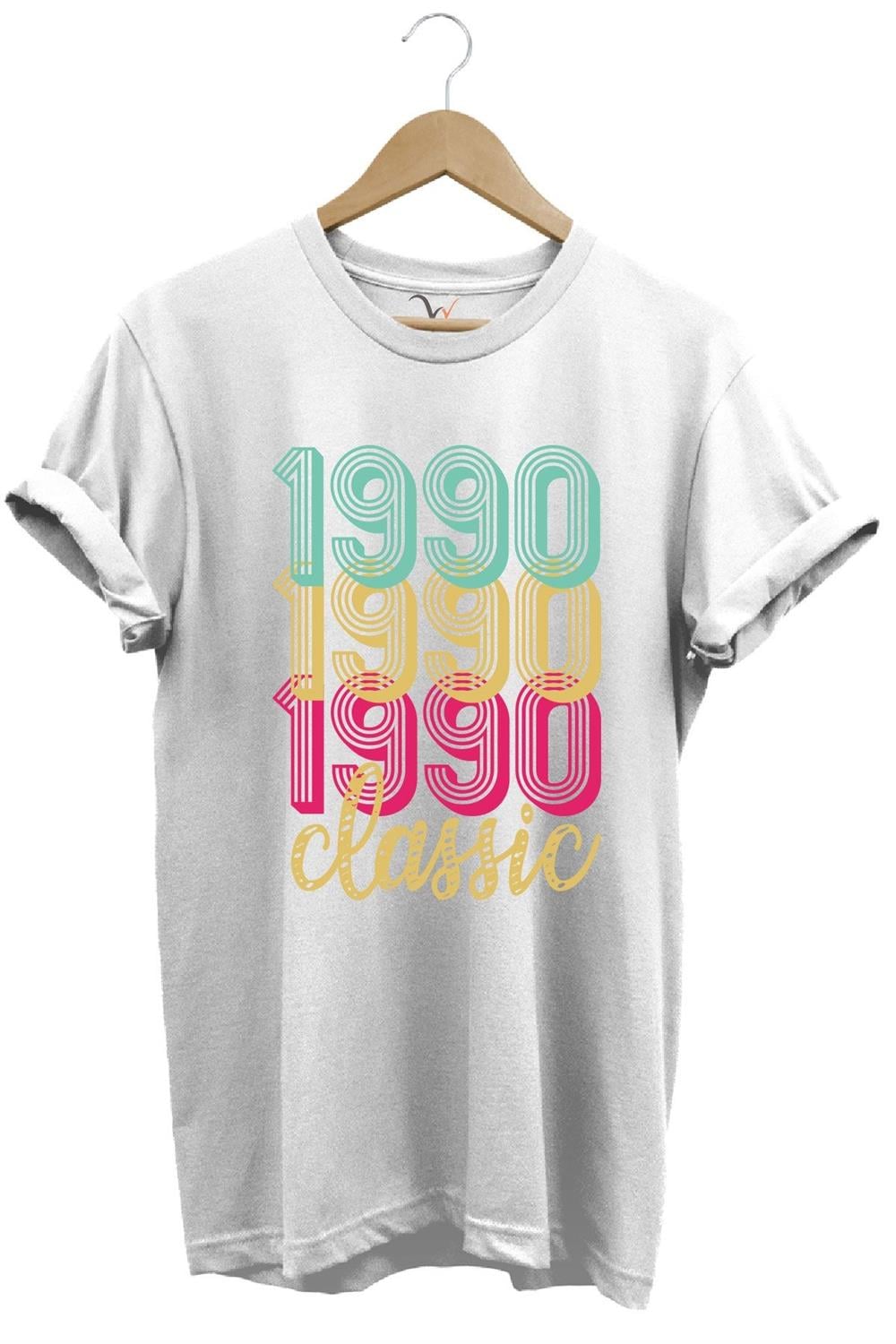 1990 Retro Vintage Classic Baskılı %100 Pamuk Regular Fit Unisex T-Shirt - Beyaz