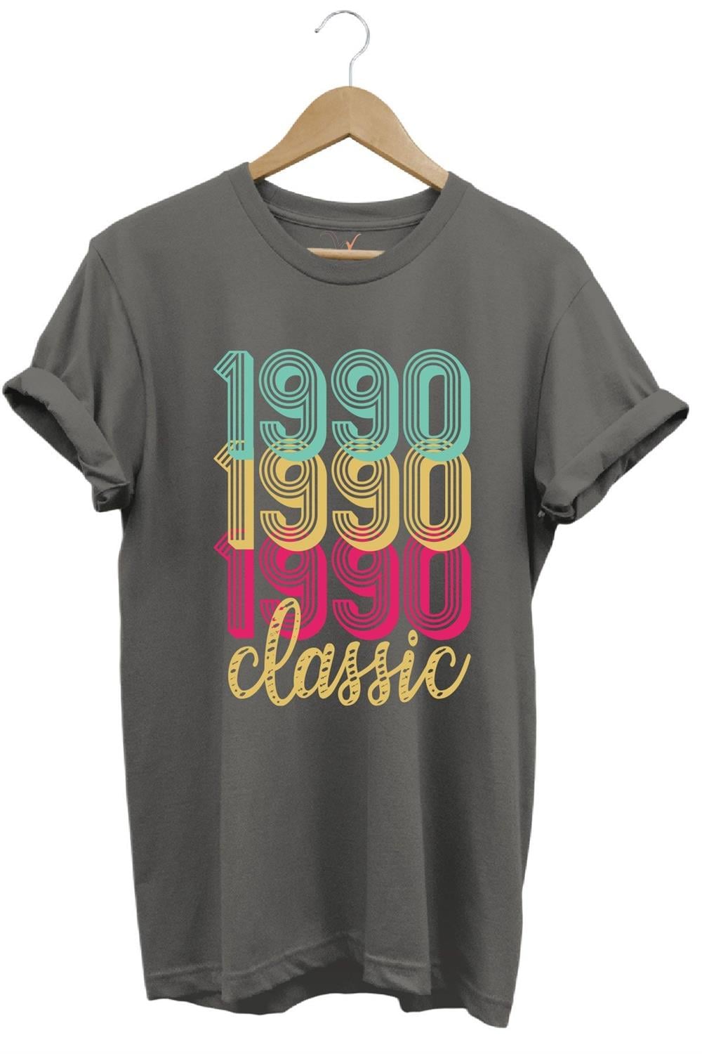 1990 Retro Vintage Classic Baskılı %100 Pamuk Regular Fit Unisex T-Shirt - Antrasit