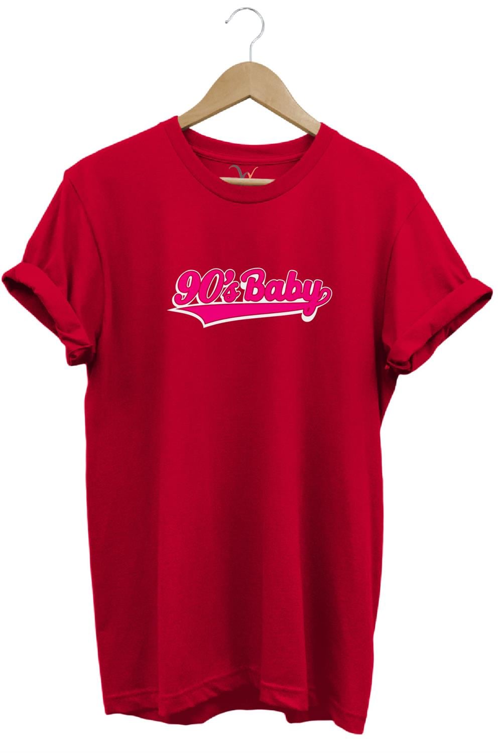 90'S Baby 90'Lar Çocuğu Baskılı Şık %100 Pamuk Regular Fit Bisiklet Yaka T-Shirt - Kırmızı
