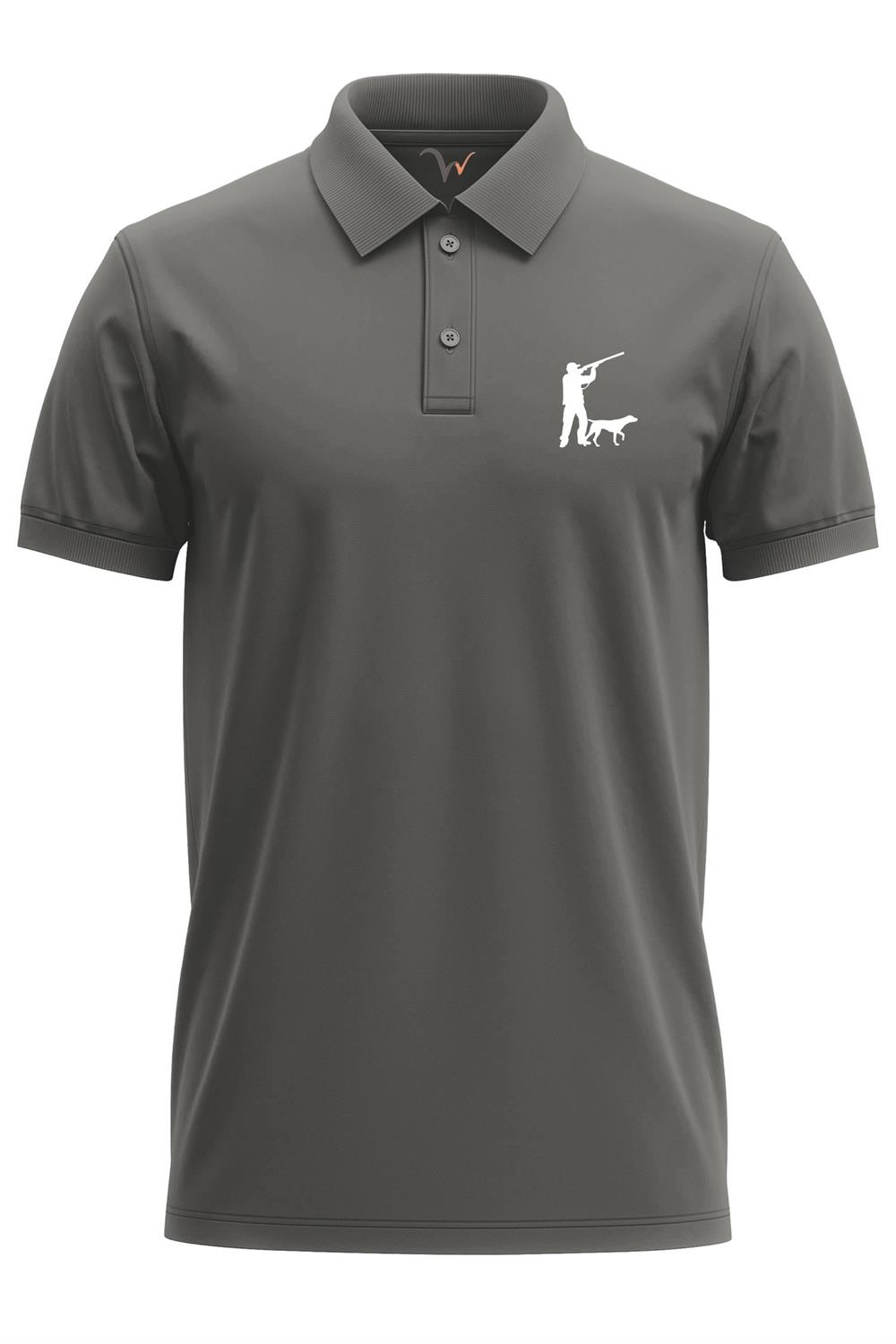 Avcılık Hunter Avcı Ve Av Köpeği Tasarım Baskılı %100 Pamuk Regular Fit Polo T-Shirt - Antrasit