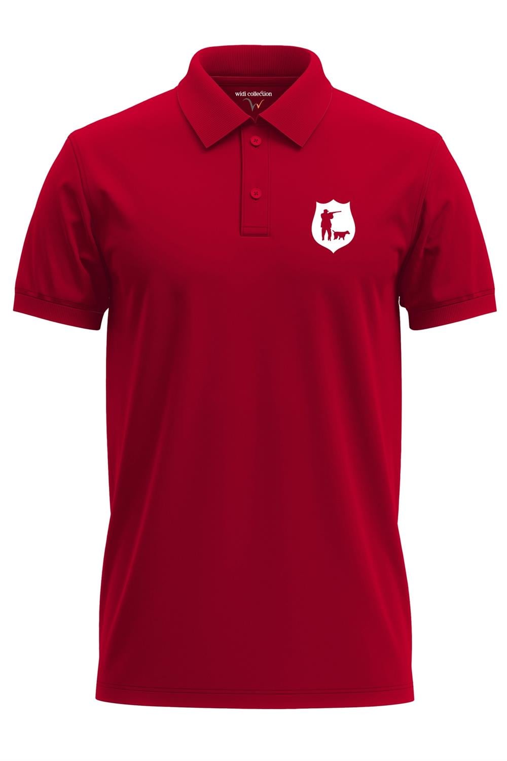Avcılık Hunter Avcı Ve Köpeği Tasarım Baskılı Vahşi Yaşam %100 Pamuk Regular Fit Polo T-Shirt - Kırmızı