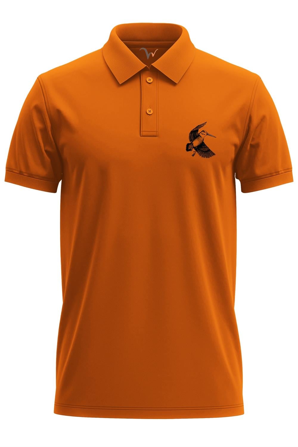 Avcılık Hunter Çulluk Avcılığı Tasarım Baskılı Çulluk Avı %100 Pamuk Regular Fit Polo Yaka T-Shirt - Turuncu