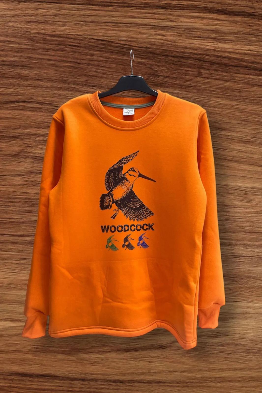 Avcılık Hunter Çulluk Kuşu Baskılı Regular Fit %100 Pamuk Regular Fit Bisiklet Yaka Sweatshirt Turuncu