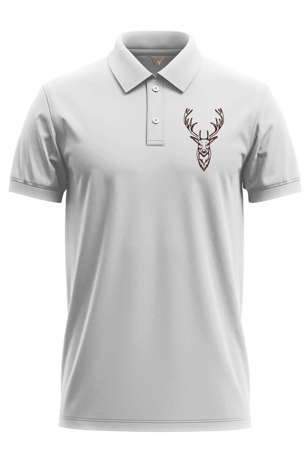 Avcılık Hunter Geyik Avcılığı Tasarım Baskılı %100 Pamuk Regular Fit Polo Yaka T-Shirt - Beyaz