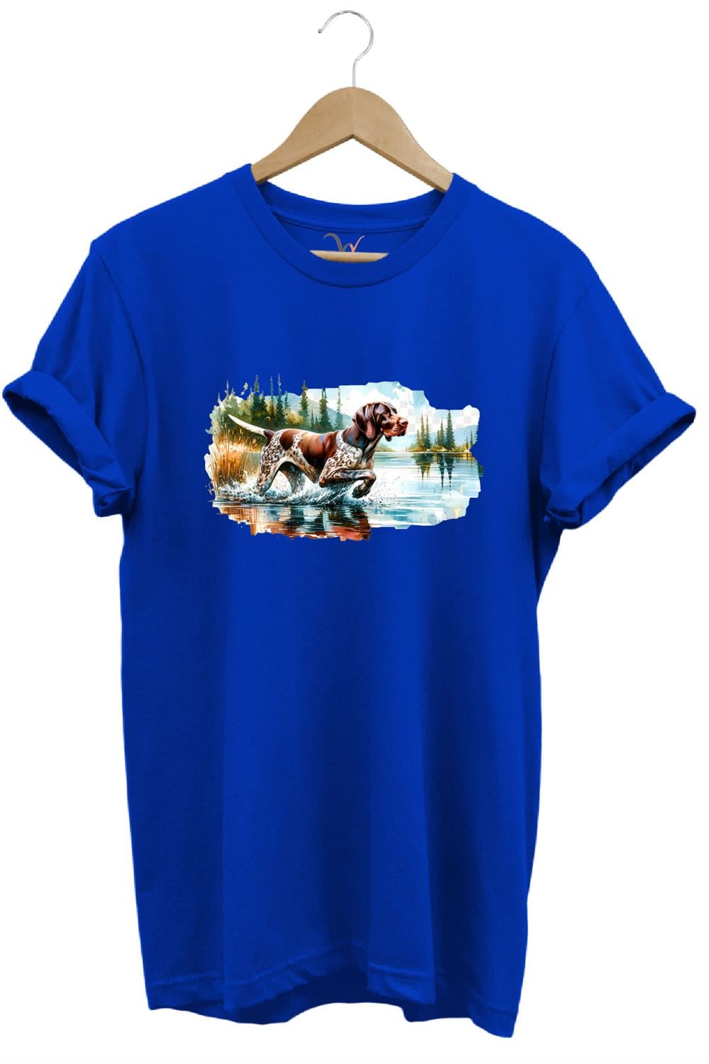 Avcılık Hunting Av Köpeği Baskılı %100 Pamuk Regular Fit T-Shirt - Mavi