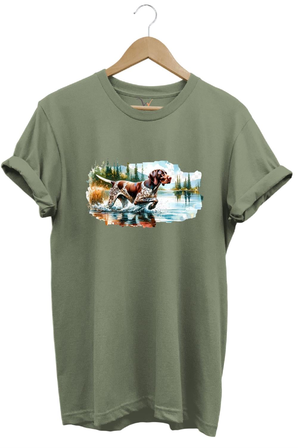 Avcılık Hunting Av Köpeği Baskılı %100 Pamuk Regular Fit T-Shirt - Haki