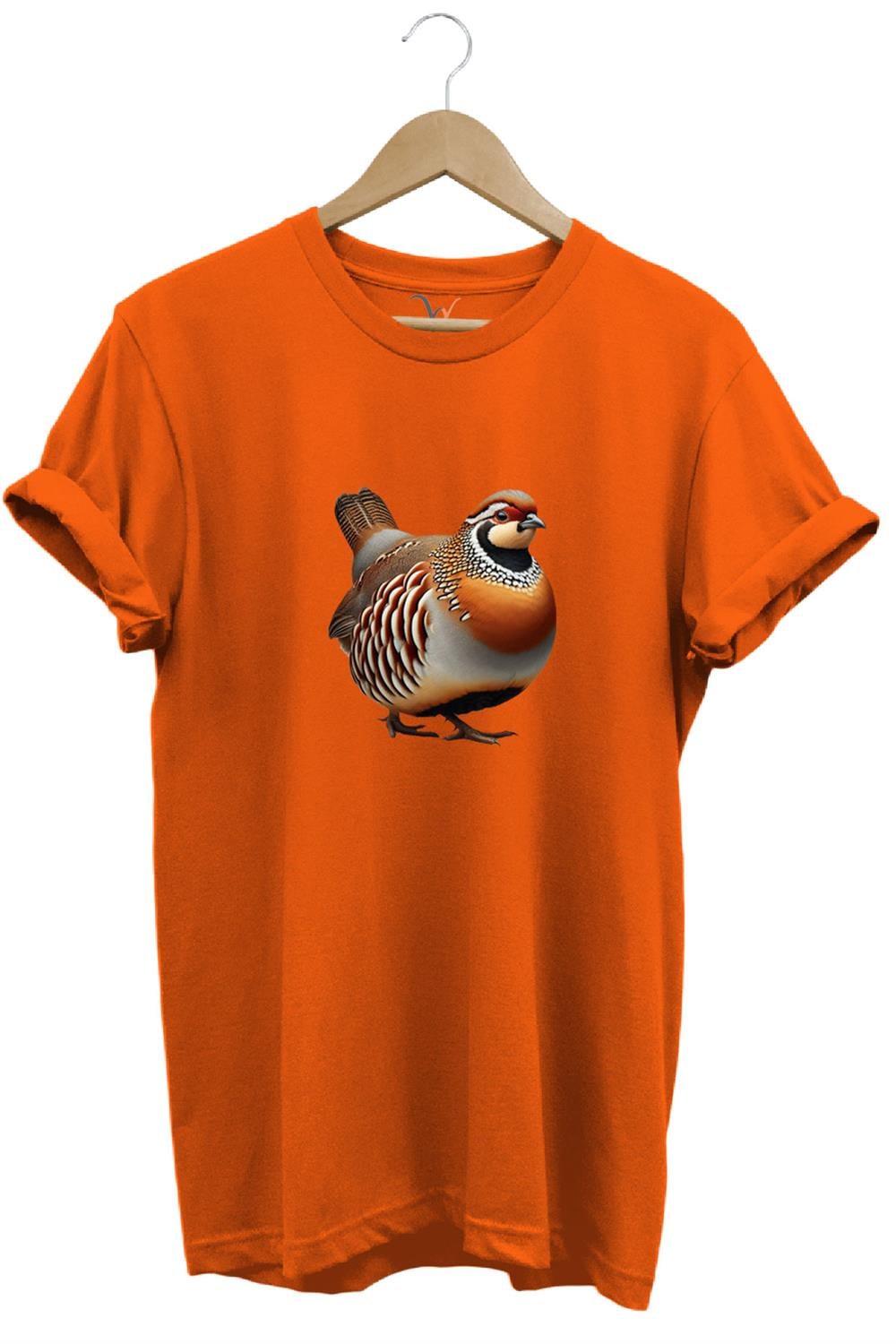 Avcılık Hunting Kınalı Keklik Baskılı Vahşi Yaşam %100 Pamuk Unisex Regular Fit T-Shirt - Turuncu