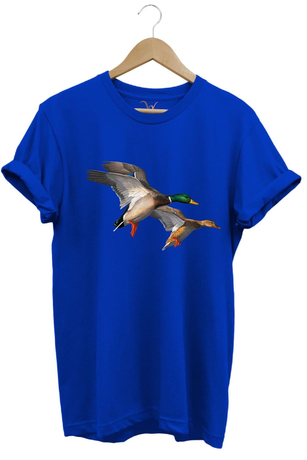 Avcılık Hunting Ördek Avı Baskılı %100 Pamuk Regular Fit T-Shirt - Mavi