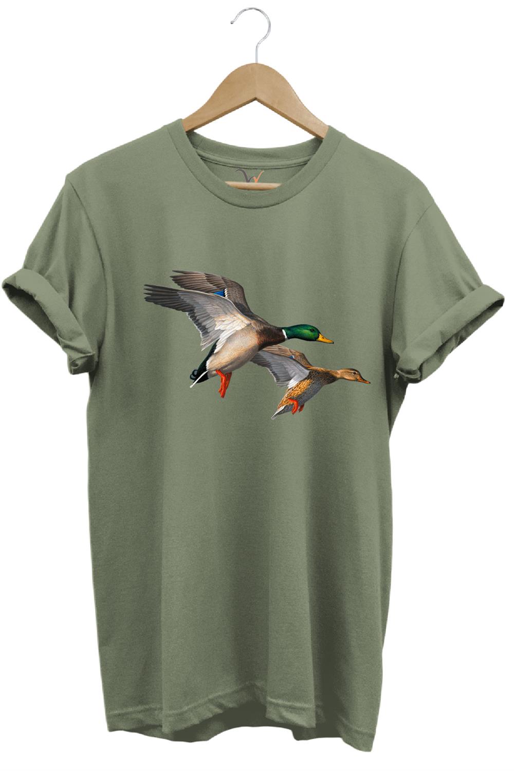 Avcılık Hunting Ördek Avı Baskılı %100 Pamuk Regular Fit T-Shirt - Haki